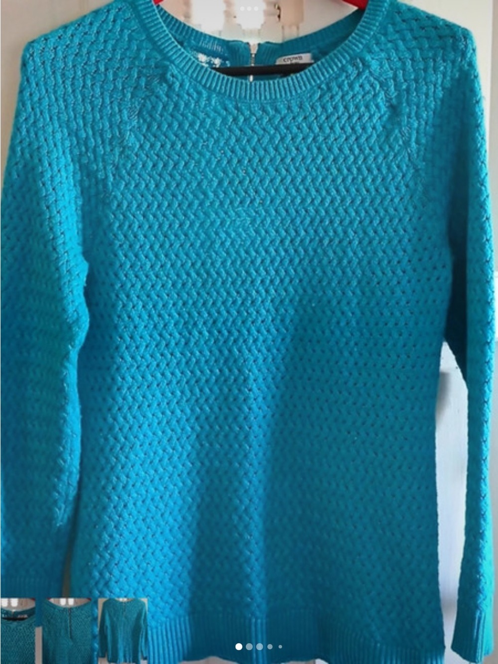 crown & ivy Teal Textured Crew Sweater